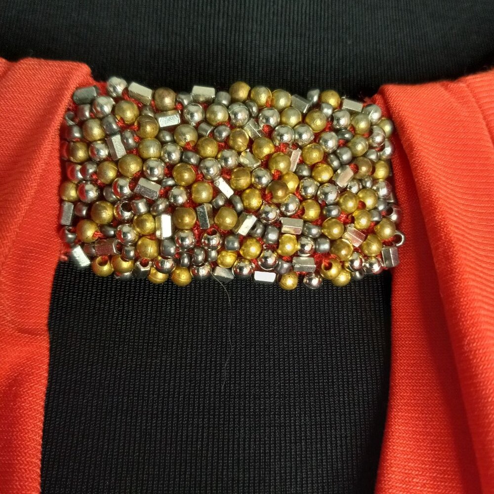 WHBM XS Halter Top Orange Sleeveless Keyhole Embellished Beaded Womens Ruched - Picture 6 of 10